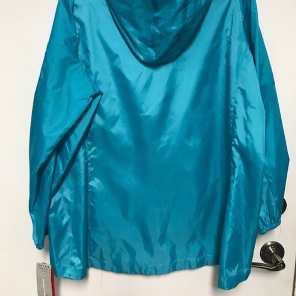 NWT EXERTEK WOMENS BRIGHT TEAL PACKABLE ZIP UP, HOODED JACKET. XXL ($44) - Picture 6 of 6
